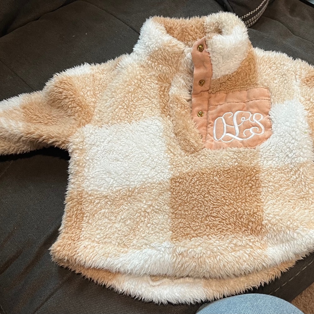 B 12    Monogrammed Pink Lily Sherpa Jacket
